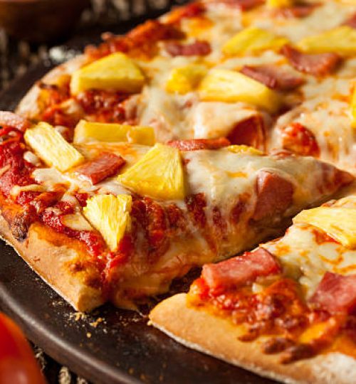 Homemade Pineapple and Ham Hawaiian Pizza Ready to Eat